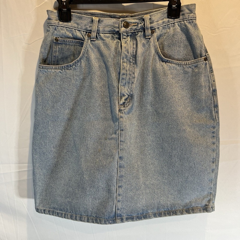 Vintage Gloria Vanderbilt Womens Size 10 Denim Skirt Y2K 90 Light Acid Wash Jean